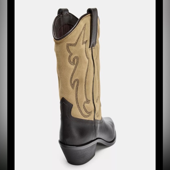 NWT ZARA EMBROIDERED COMBINED LEATHER BOOTS. Size 7.5 - Picture 6 of 9